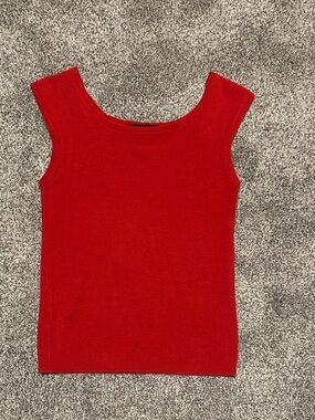 Vintage Express Red Ribbed Sleeveless Scoop Neck Tank